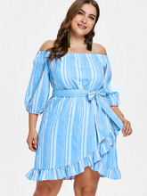 Load image into Gallery viewer, Off Shoulder Striped Dress