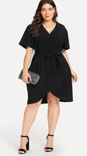 Load image into Gallery viewer, Curved Hem Wrap Dress