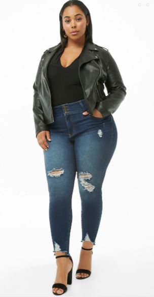 High Waisted Button Jeans