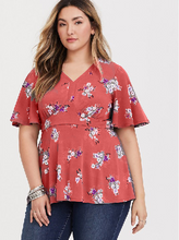 Load image into Gallery viewer, Floral V-Neck Peplum Top