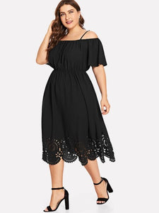 Off Shoulder Laser Cut Dress