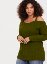 Load image into Gallery viewer, V Neck Off Shoulder Sweater