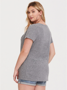 V Neck Bulldog Graphic Top
