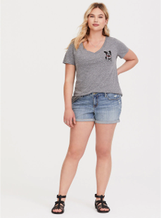 V Neck Bulldog Graphic Top