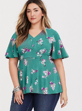 Load image into Gallery viewer, Floral V-Neck Peplum Top